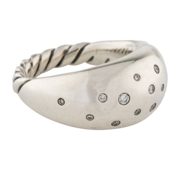 DAVID YURMAN DIAMOND STERLING SILVER DOME BAND RING - Picture 3 of 8